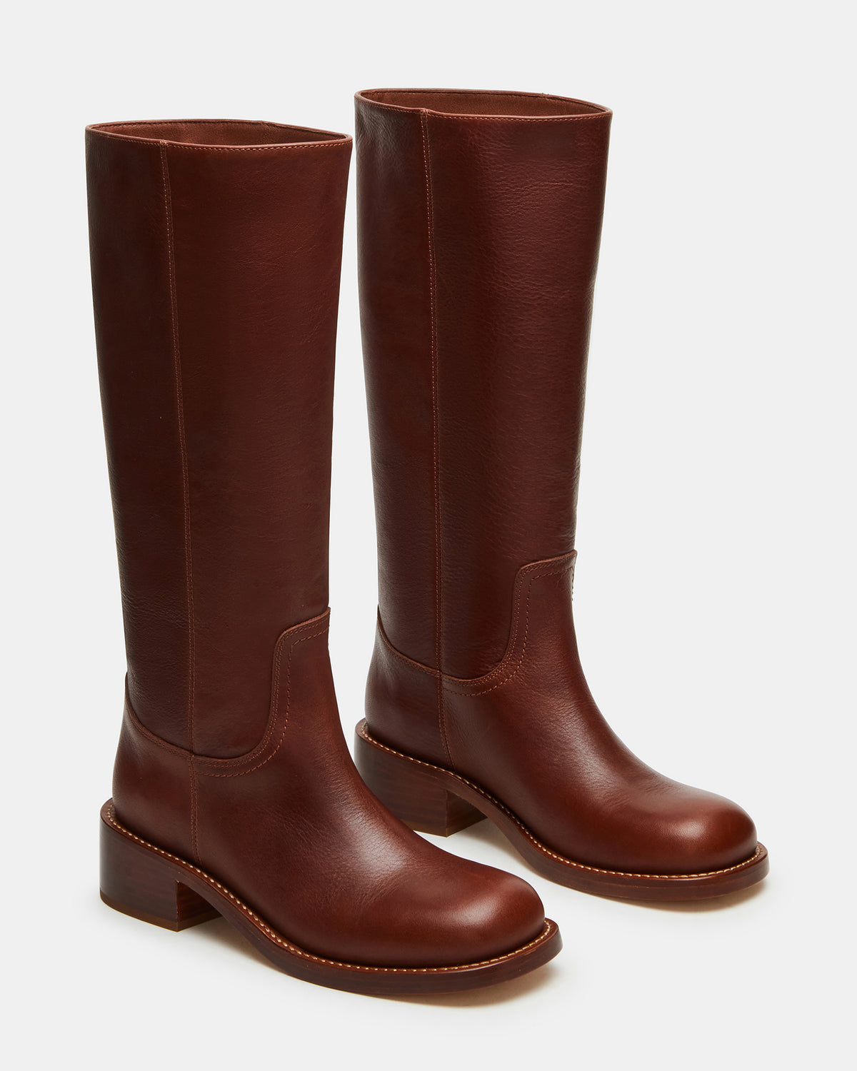 RIGGS Rust Leather Wide Calf Square-Toe Women's Boot - Steve Madden