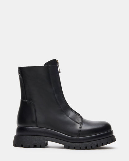 MILTON Black Leather Moto Women's Ankle Boot - Steve Madden