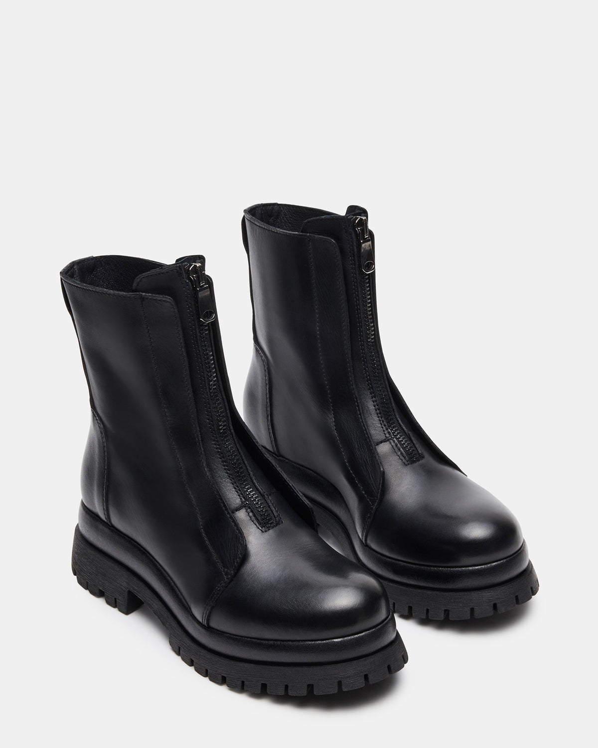 MILTON Black Leather Moto Women's Ankle Boot - Steve Madden