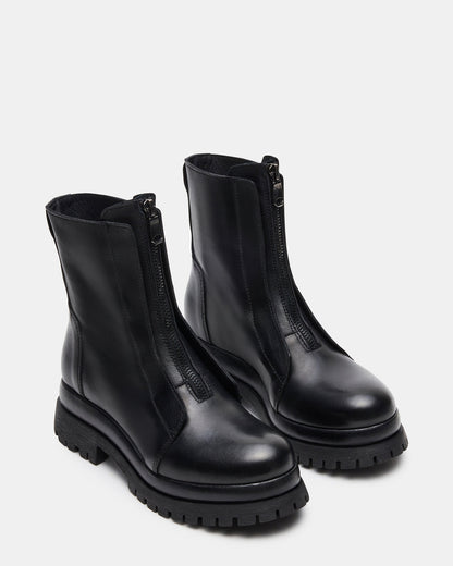 MILTON Black Leather Moto Women's Ankle Boot - Steve Madden
