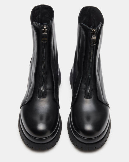 MILTON Black Leather Moto Women's Ankle Boot - Steve Madden