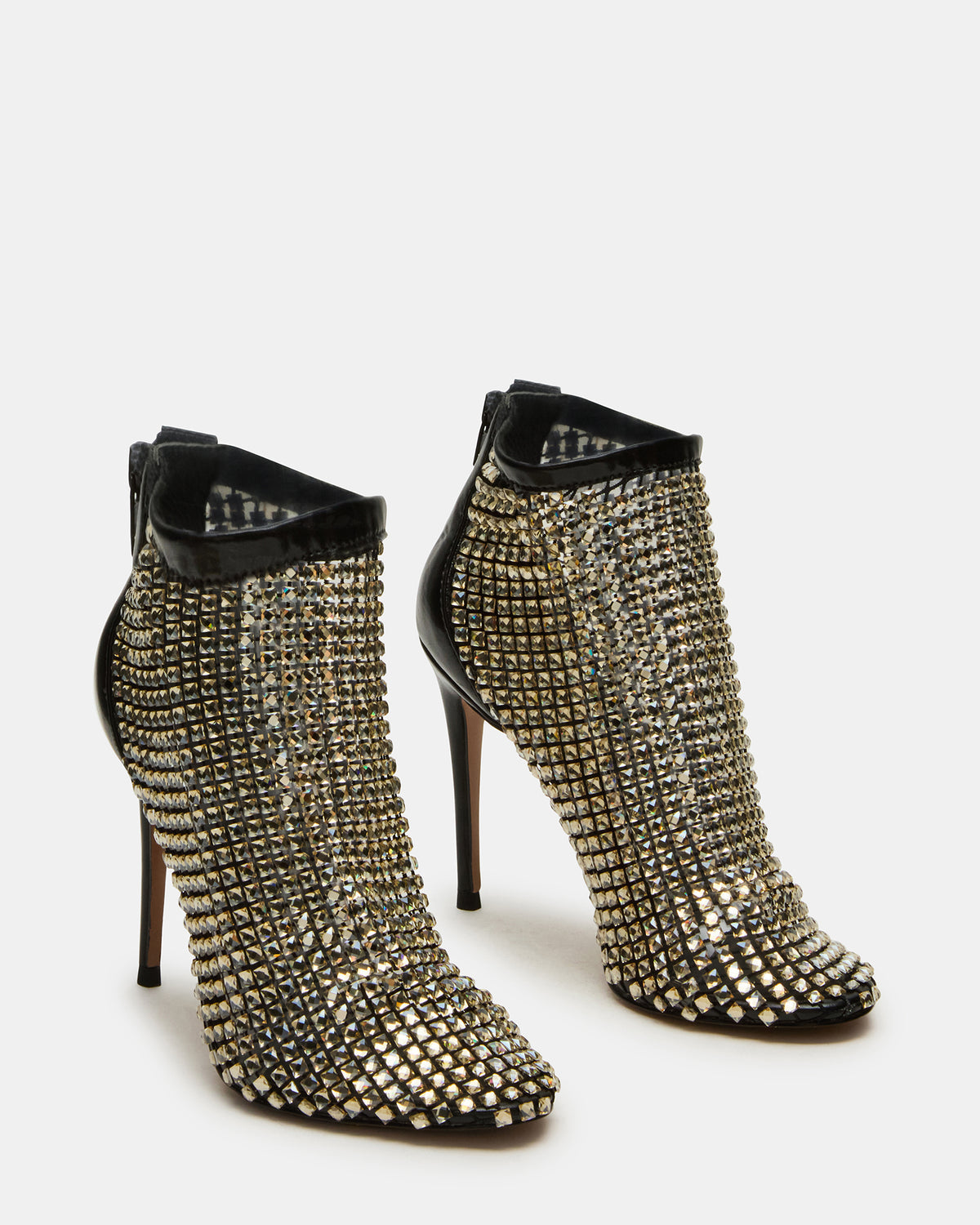 DANCIN Gold Multi Stiletto Heeled Mesh Rhinestone Women's Ankle Boot - Steve Madden