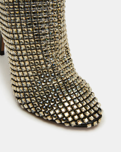 DANCIN Gold Multi Stiletto Heeled Mesh Rhinestone Women's Ankle Boot - Steve Madden