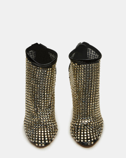 DANCIN Gold Multi Stiletto Heeled Mesh Rhinestone Women's Ankle Boot - Steve Madden