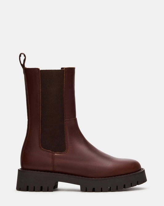 LOWA Brown Leather Lug Chelsea Platform Women's Ankle Boot - Steve Madden