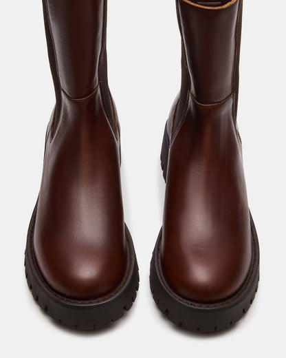 LOWA Brown Leather Lug Chelsea Platform Women's Ankle Boot - Steve Madden