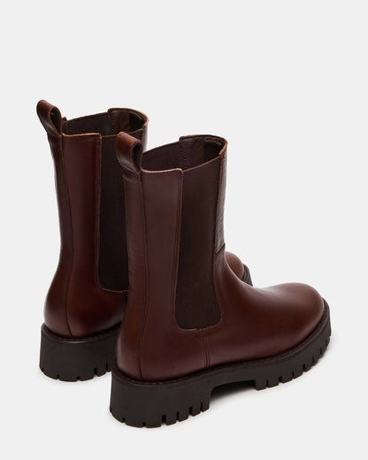 LOWA Brown Leather Lug Chelsea Platform Women's Ankle Boot - Steve Madden