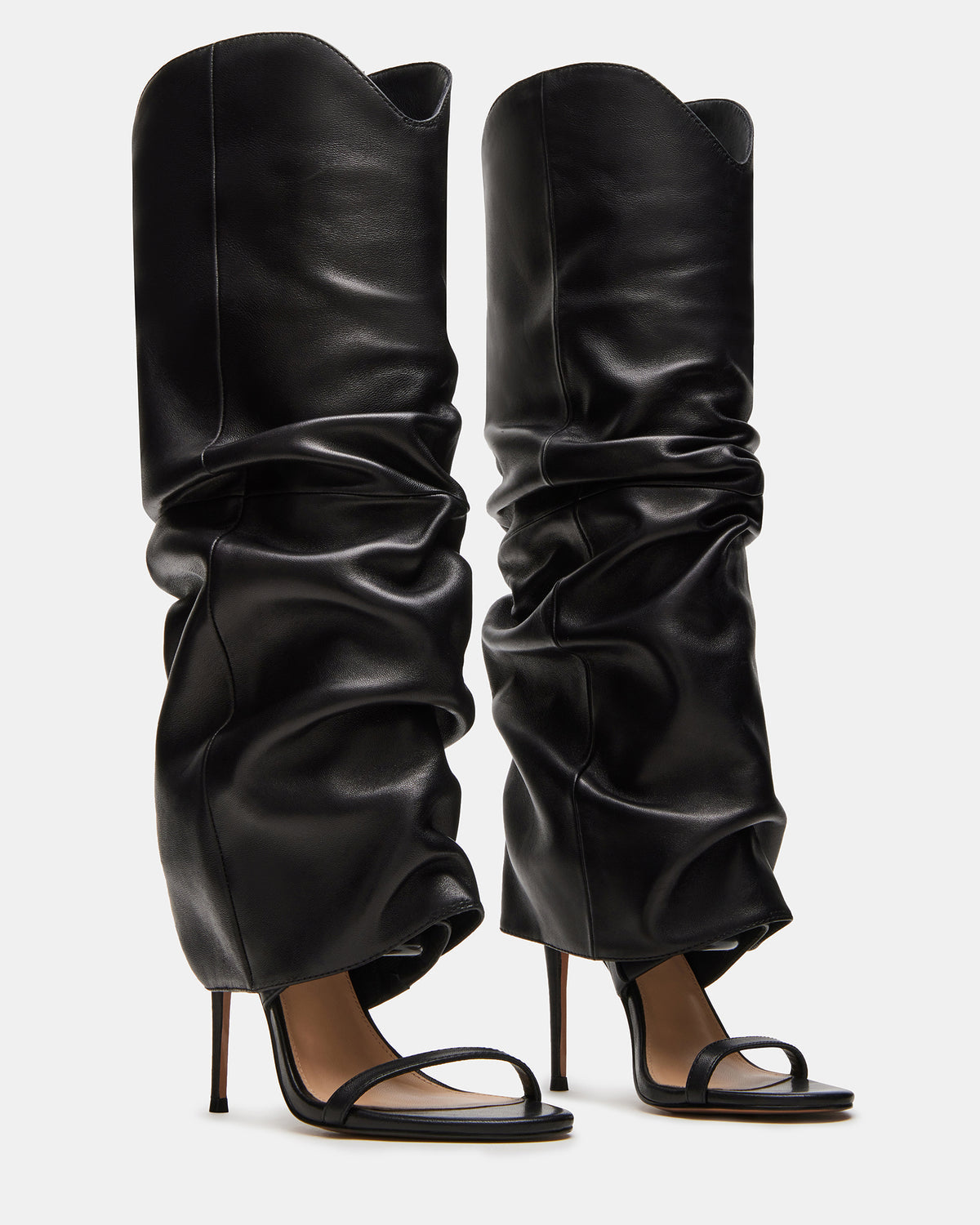 RAVINE Black Knee-High Cuffed Stiletto Heel Women's Boot - Steve Madden
