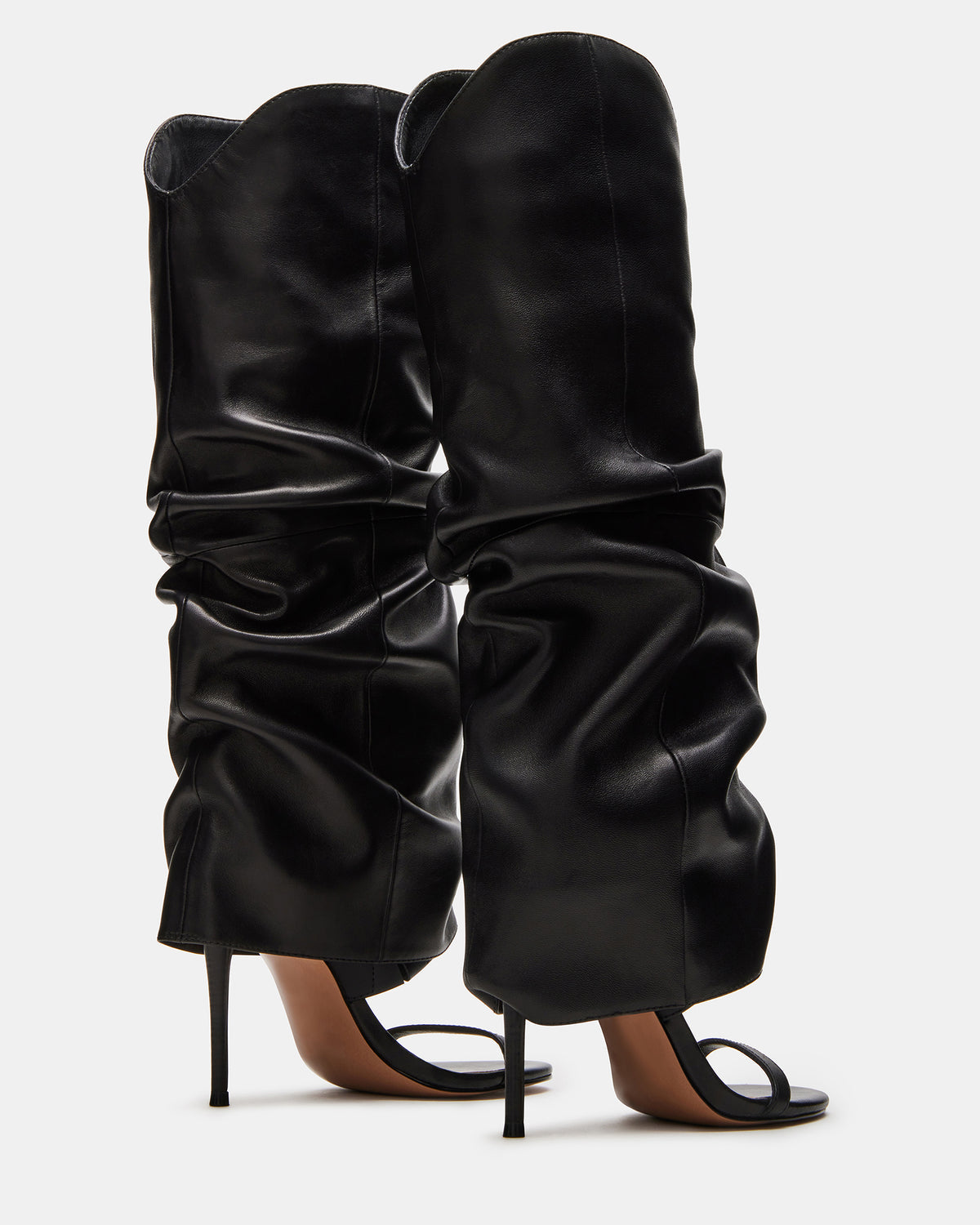 RAVINE Black Knee-High Cuffed Stiletto Heel Women's Boot - Steve Madden