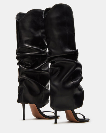 RAVINE Black Knee-High Cuffed Stiletto Heel Women's Boot - Steve Madden