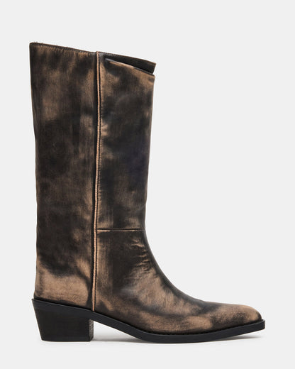 RAPTOR Black Distressed Pointed-Toe Block Heel Western Women's Boot - Steve Madden
