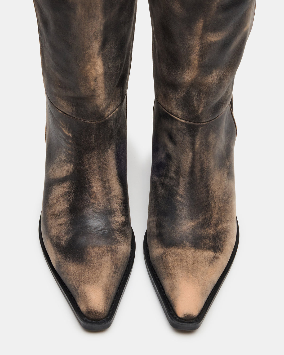RAPTOR Black Distressed Pointed-Toe Block Heel Western Women's Boot - Steve Madden