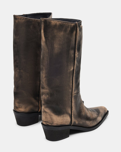 RAPTOR Black Distressed Pointed-Toe Block Heel Western Women's Boot - Steve Madden