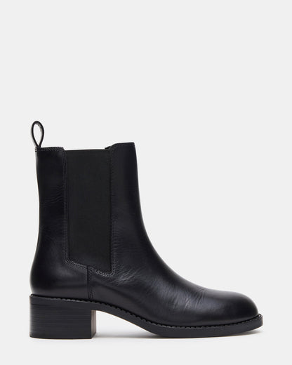 KAPLAN Black Leather Chelsea Block Heel Women's Ankle Boot - Steve Madden