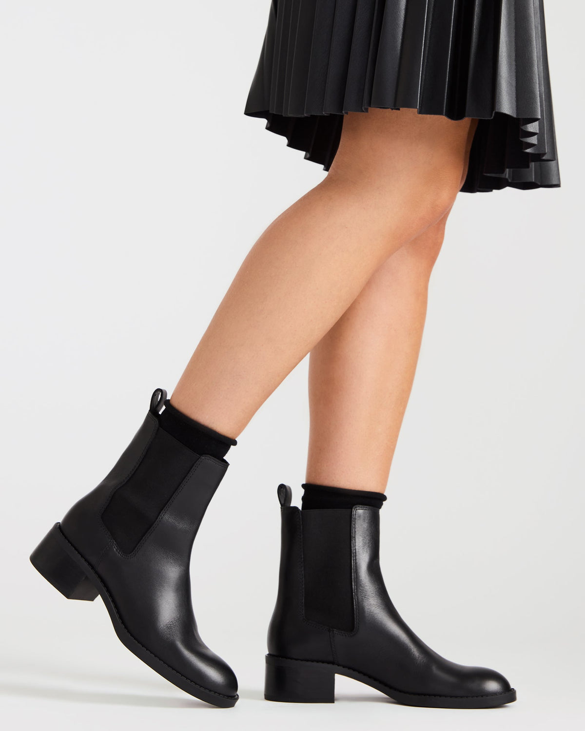 KAPLAN Black Leather Chelsea Block Heel Women's Ankle Boot - Steve Madden