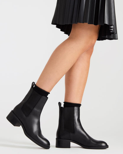 KAPLAN Black Leather Chelsea Block Heel Women's Ankle Boot - Steve Madden