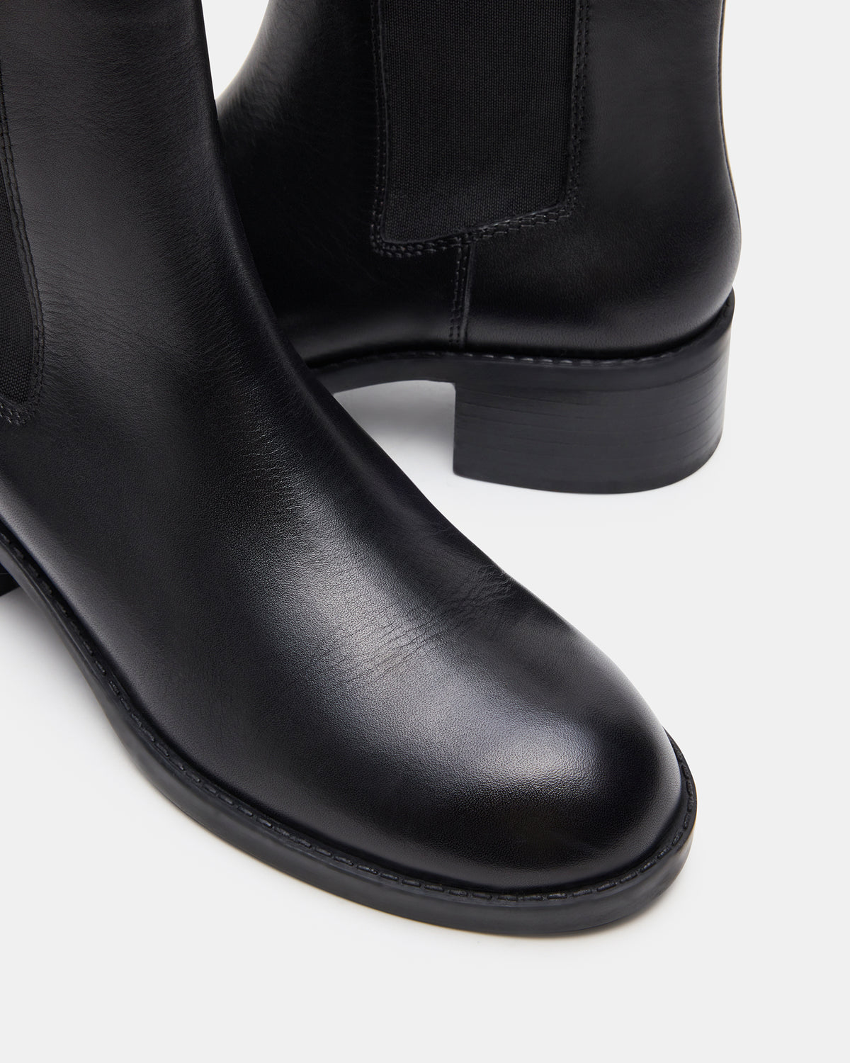 KAPLAN Black Leather Chelsea Block Heel Women's Ankle Boot - Steve Madden