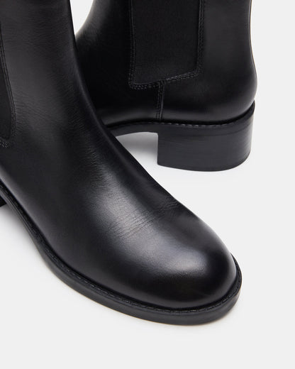 KAPLAN Black Leather Chelsea Block Heel Women's Ankle Boot - Steve Madden