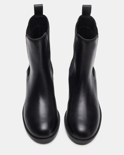KAPLAN Black Leather Chelsea Block Heel Women's Ankle Boot - Steve Madden