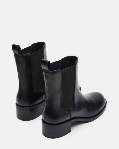 KAPLAN Black Leather Chelsea Block Heel Women's Ankle Boot - Steve Madden