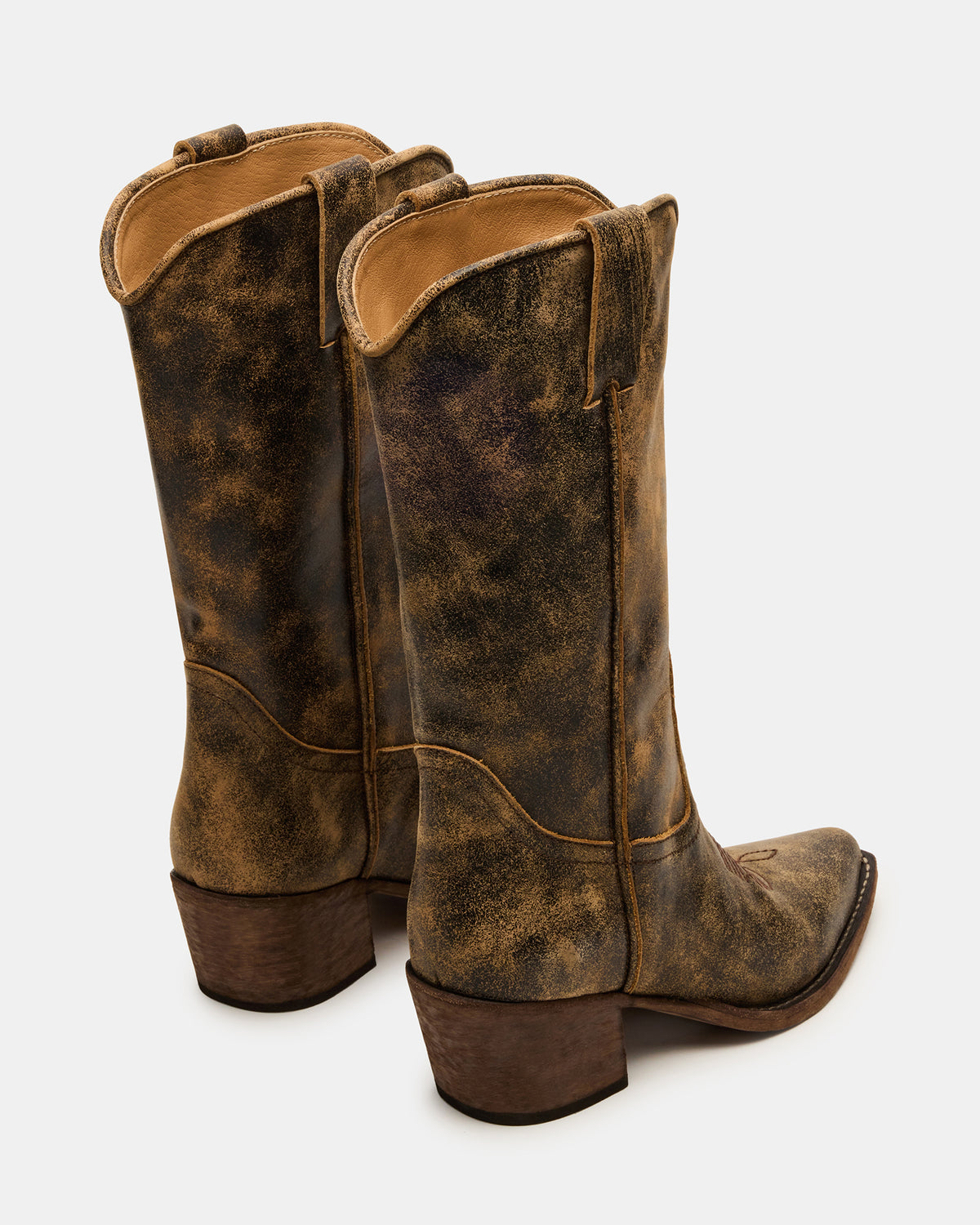 ALBANY Brown Distressed Pointed-Toe Women's Western Boot - Steve Madden