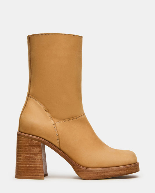 FUSION Banana Leather Square-Toe Block Heel Women's Ankle Boot - Steve Madden