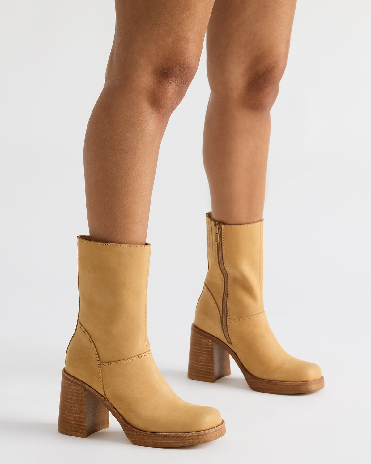 FUSION Banana Leather Square-Toe Block Heel Women's Ankle Boot - Steve Madden