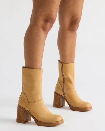 FUSION Banana Leather Square-Toe Block Heel Women's Ankle Boot - Steve Madden