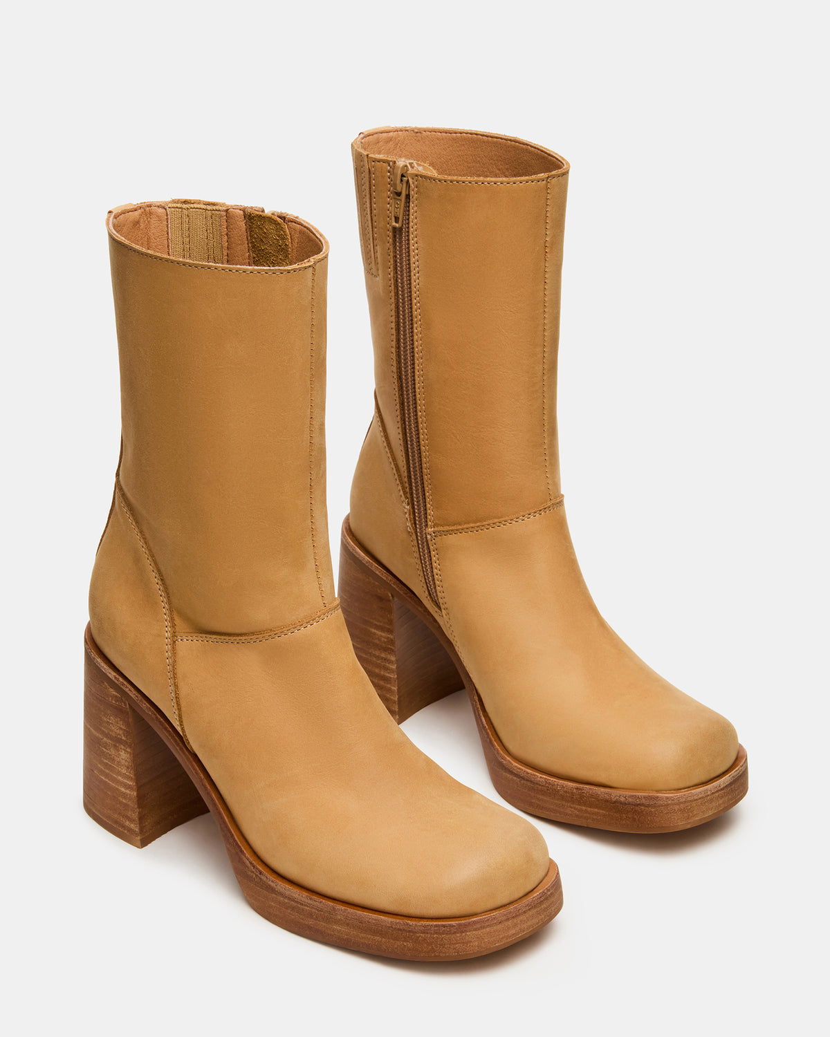 FUSION Banana Leather Square-Toe Block Heel Women's Ankle Boot - Steve Madden