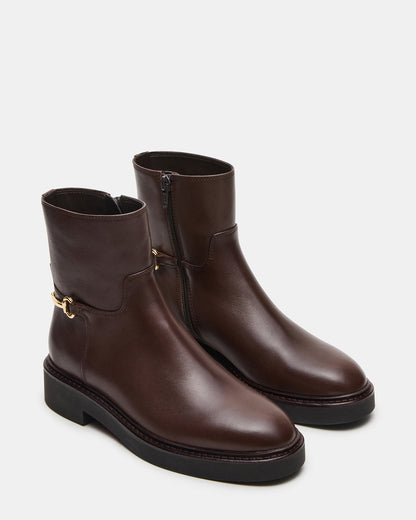 DIABLO Brown Leather Women's Ankle Boot - Steve Madden