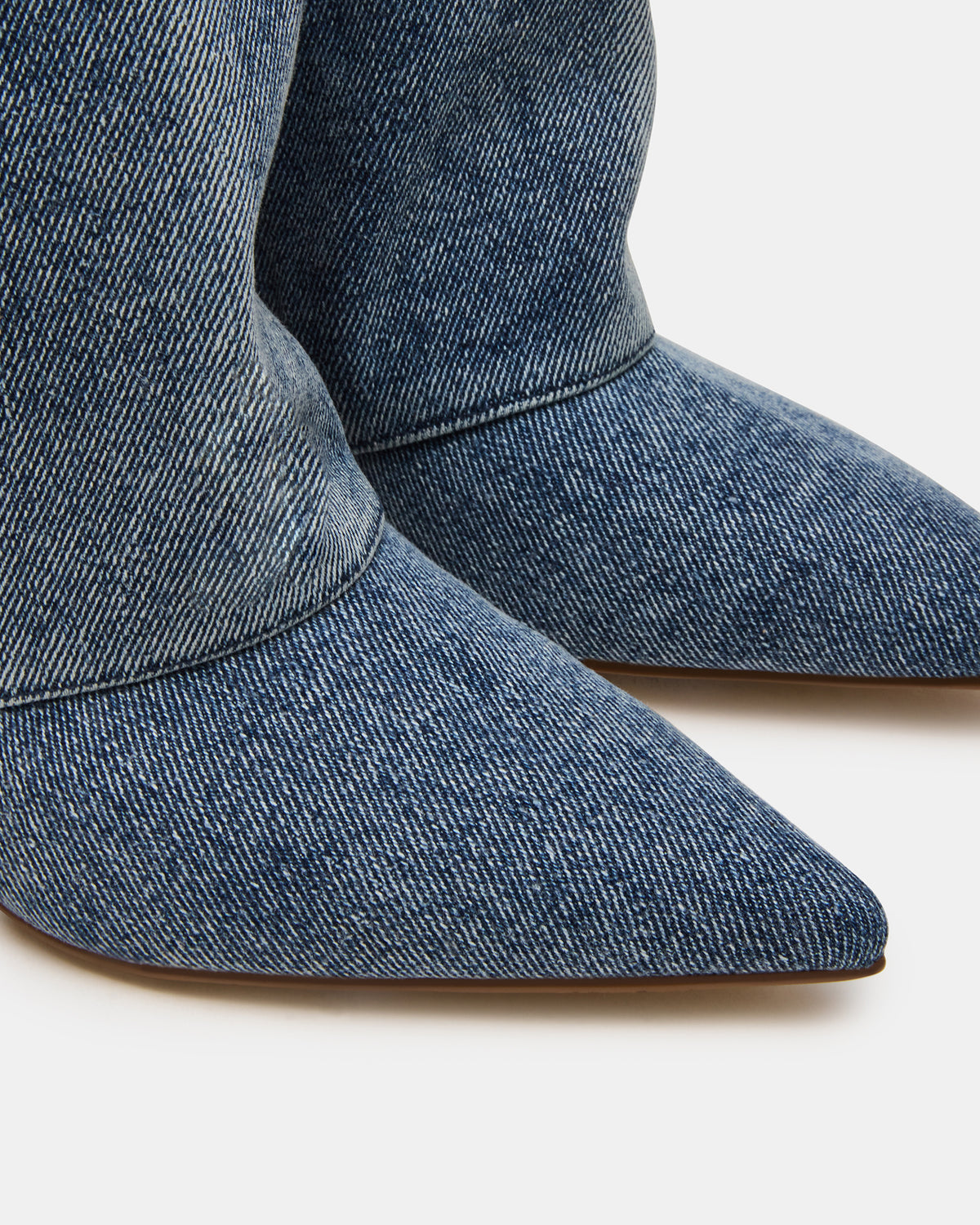 LUCA Denim Fabric Pointed-Toe Cuffed Kitten Heel Women's Boot - Steve Madden