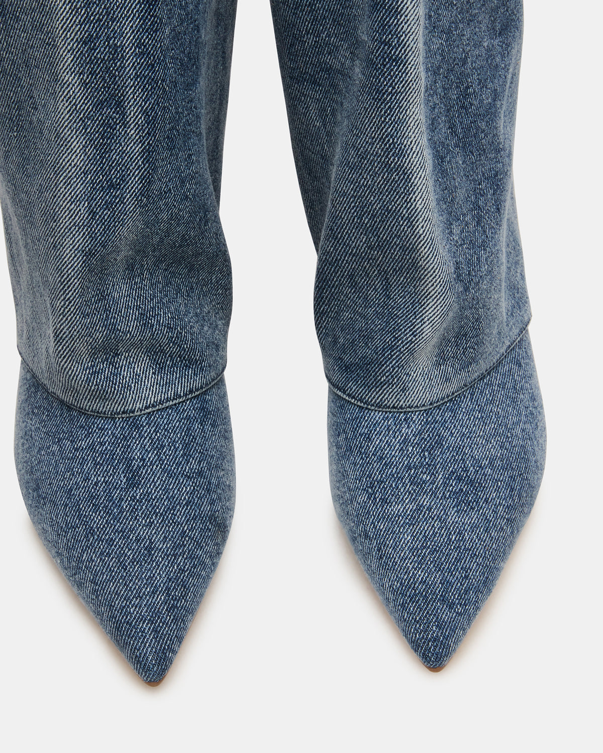 LUCA Denim Fabric Pointed-Toe Cuffed Kitten Heel Women's Boot - Steve Madden