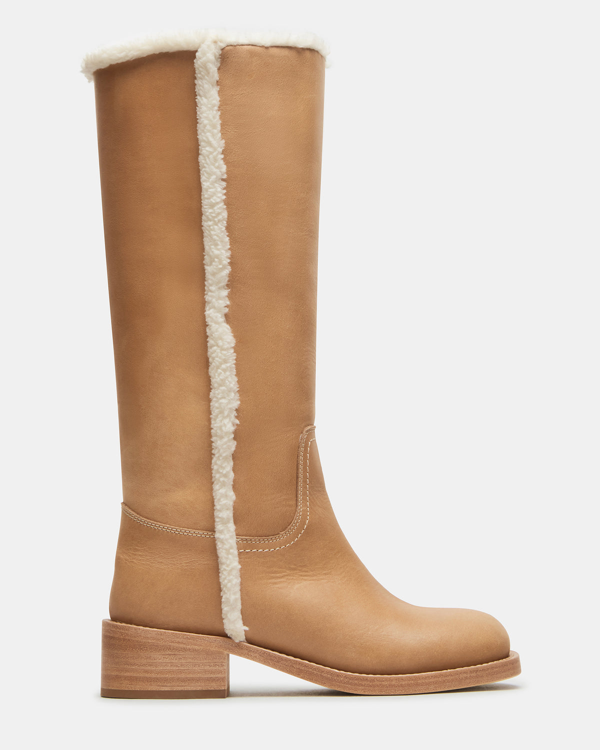 RIGGS Faux Fur Banana Leather Square-Toe Women's Boot - Steve Madden
