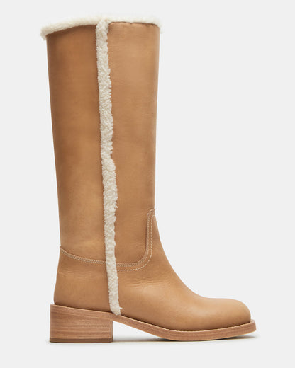 RIGGS Faux Fur Banana Leather Square-Toe Women's Boot - Steve Madden