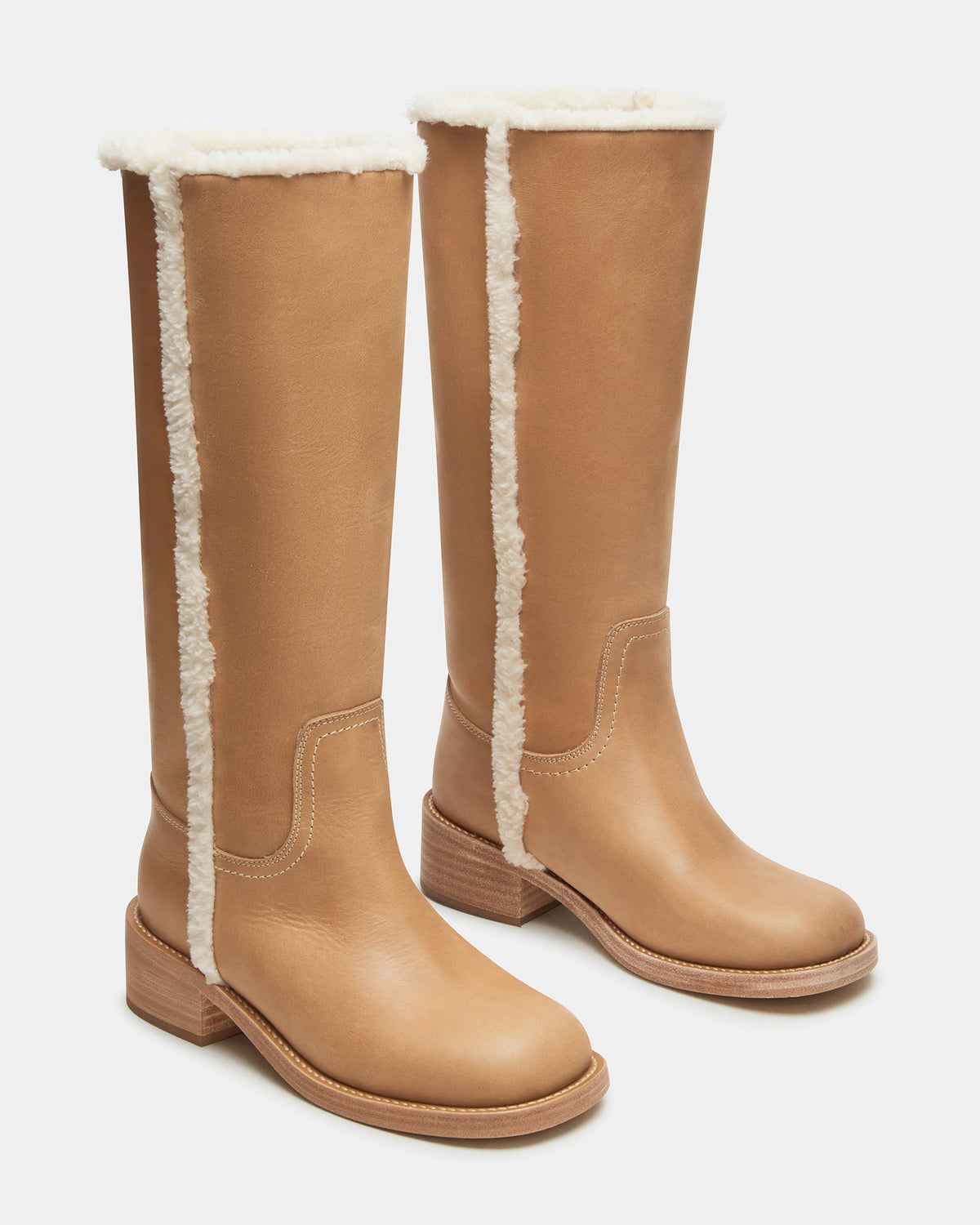 RIGGS Faux Fur Banana Leather Square-Toe Women's Boot - Steve Madden