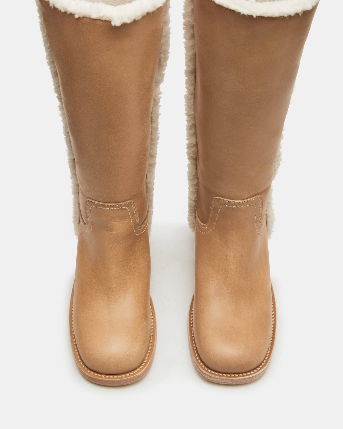 RIGGS Faux Fur Banana Leather Square-Toe Women's Boot - Steve Madden