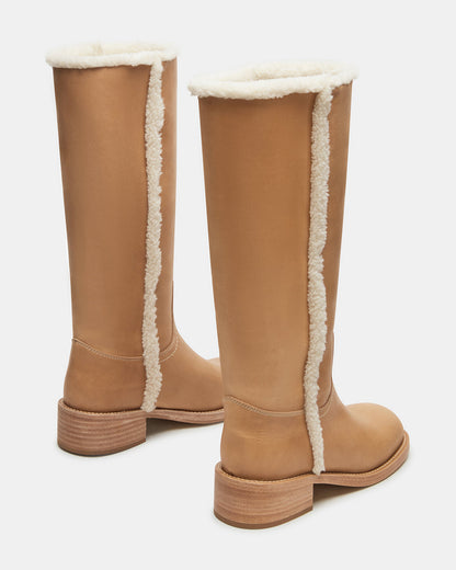 RIGGS Faux Fur Banana Leather Square-Toe Women's Boot - Steve Madden
