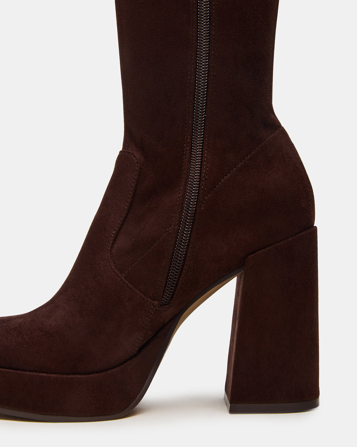 TWAIN Brown Wide Calf Knee-High Block Heel Women's Boot - Steve Madden