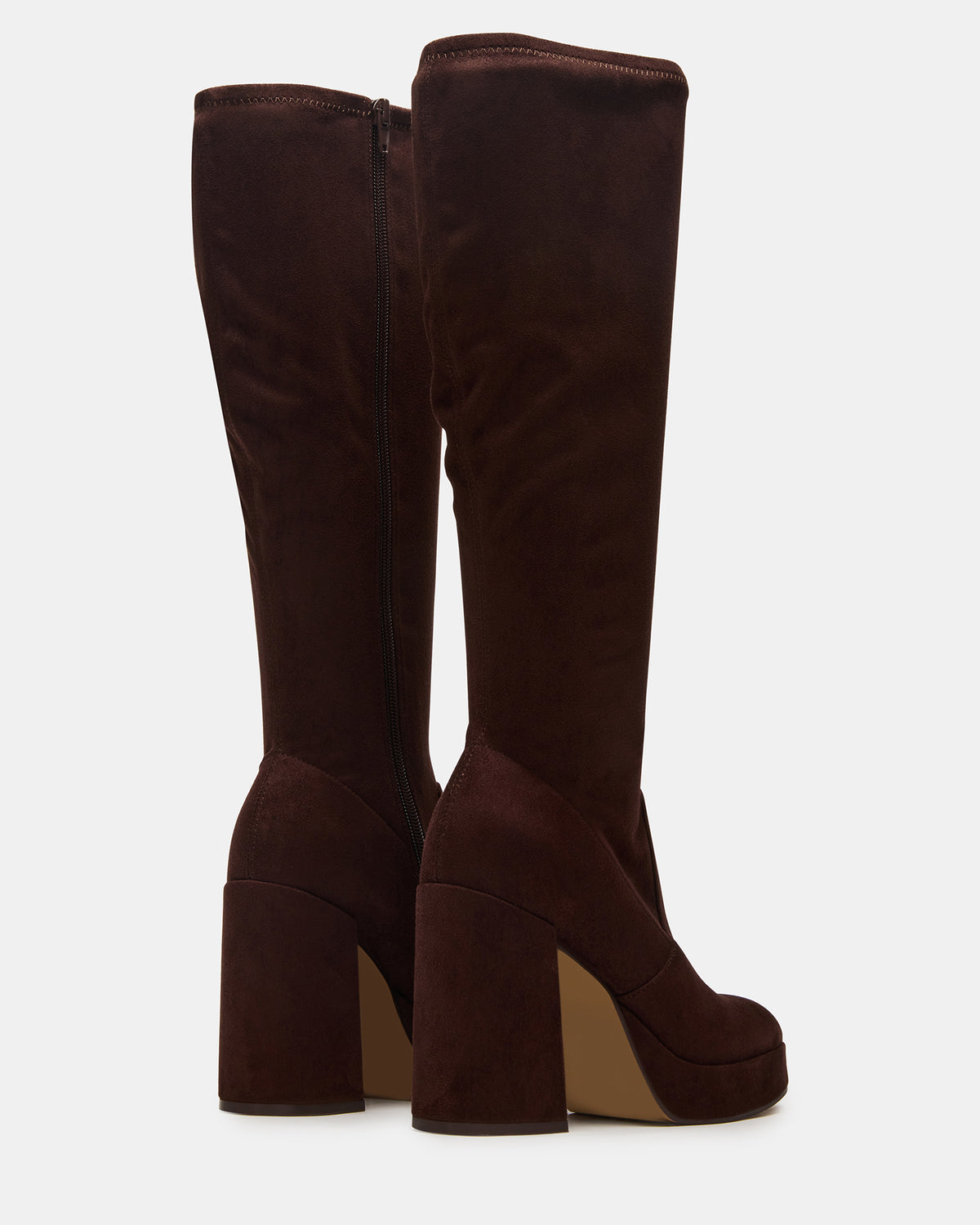 TWAIN Brown Wide Calf Knee-High Block Heel Women's Boot - Steve Madden