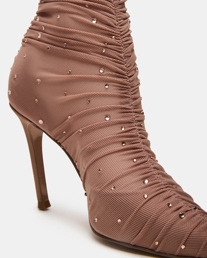 RASHIDA Blush Mesh Over-The-Knee Pointed-Toe Rhinestone Stiletto Heel Women's Boot - Steve Madden