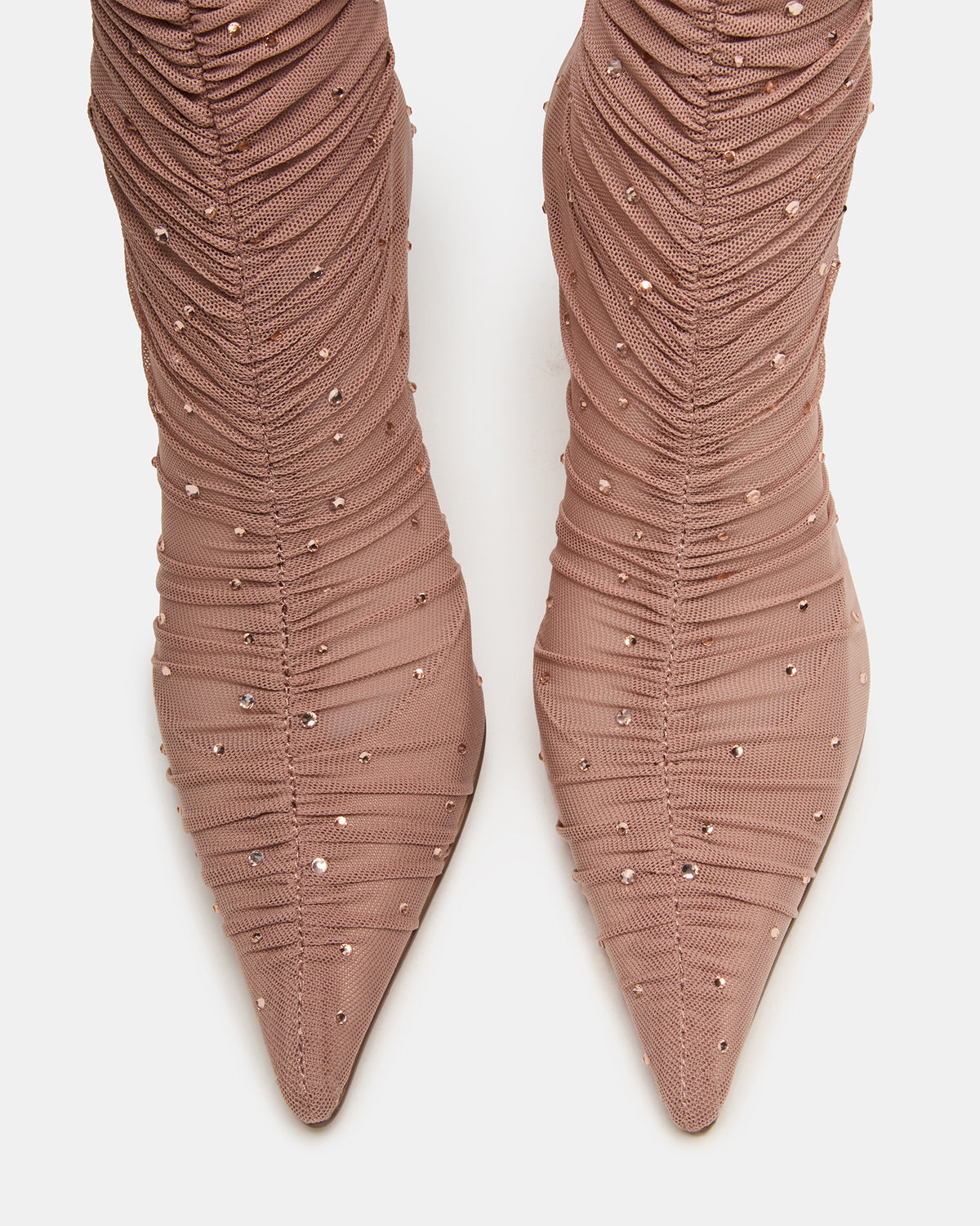 RASHIDA Blush Mesh Over-The-Knee Pointed-Toe Rhinestone Stiletto Heel Women's Boot - Steve Madden