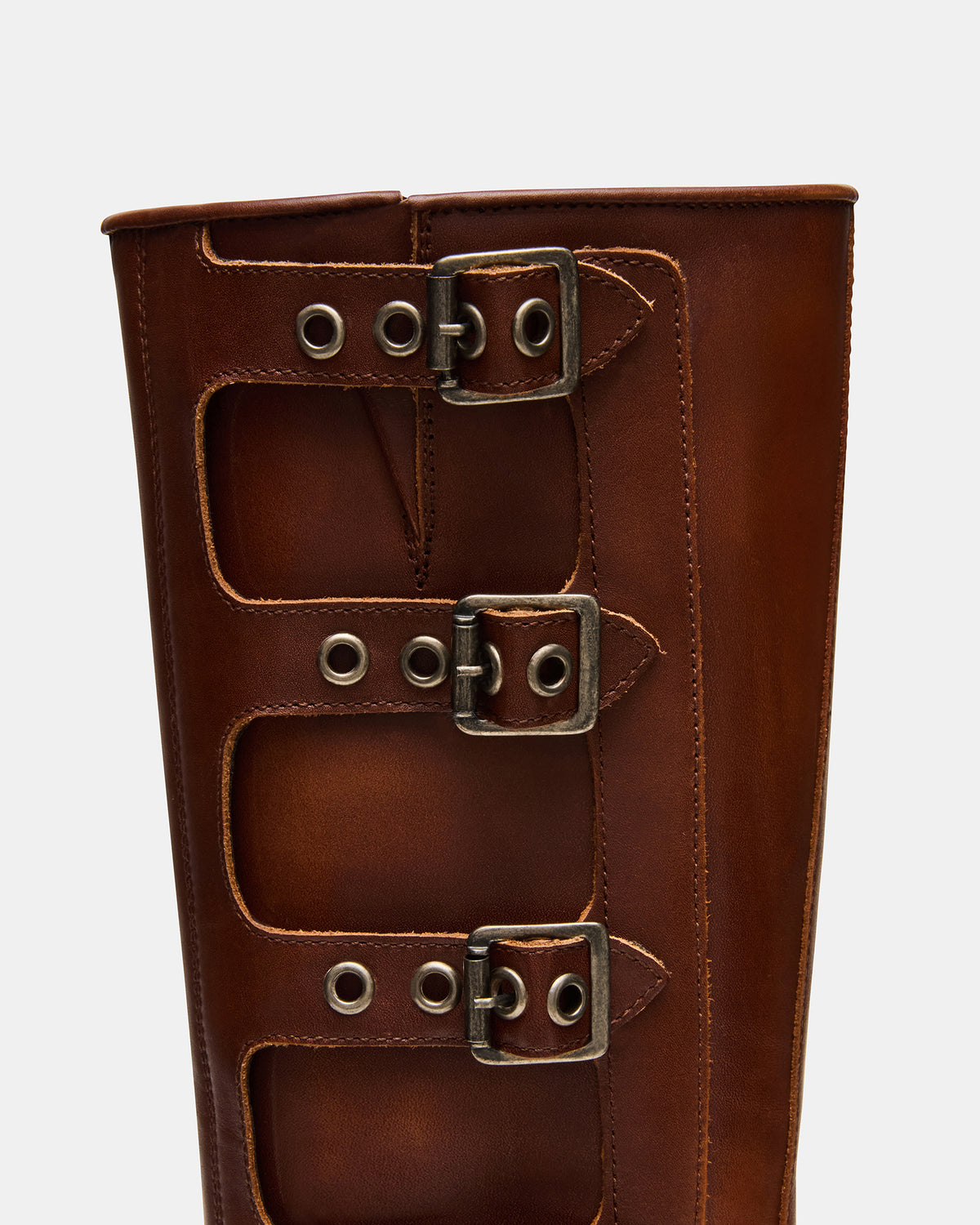 ROCKY Cognac Distressed Knee-High Moto Women's Boot - Steve Madden