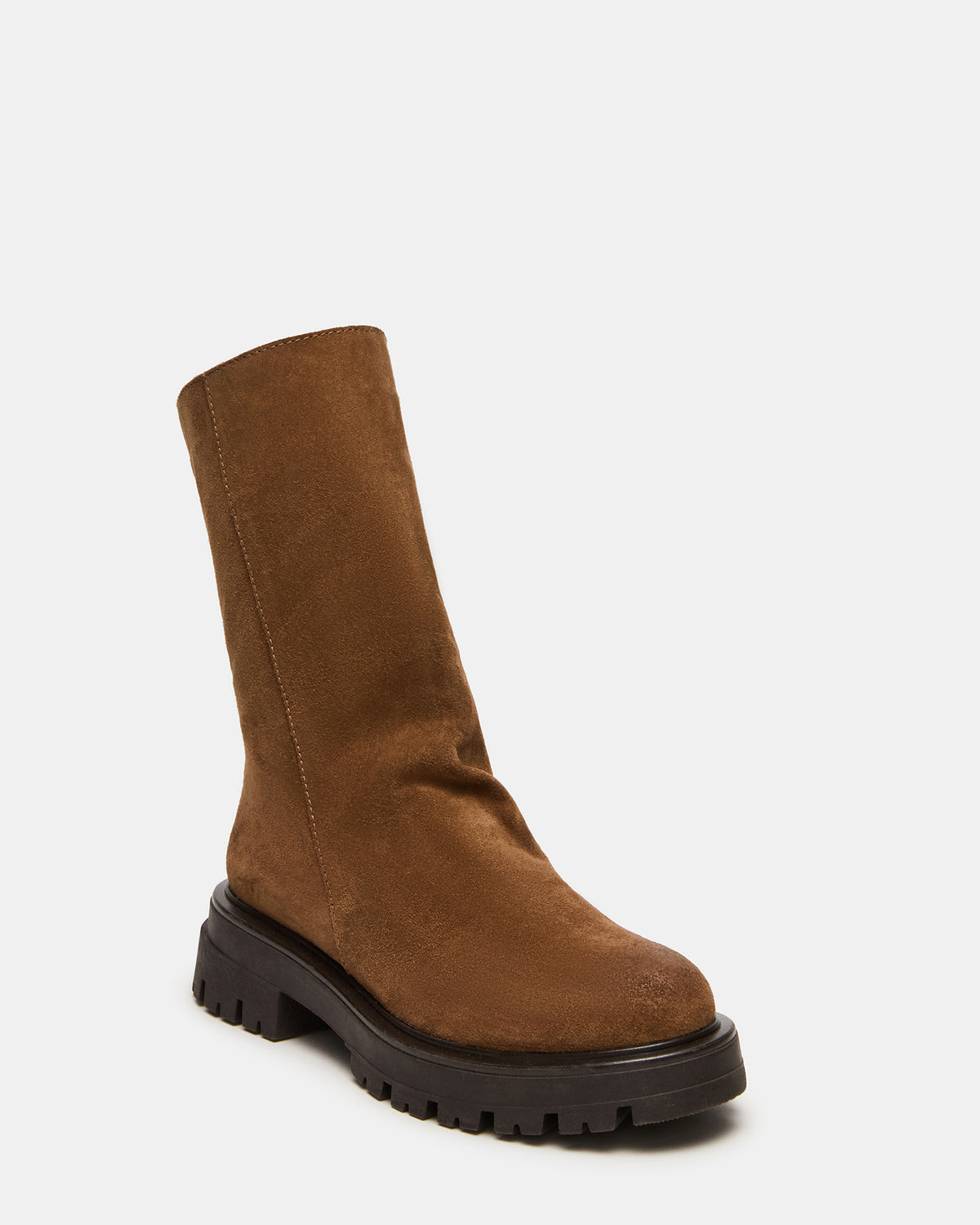 LAMI Dark Taupe Suede Lug Sole Women's Ankle Boot - Steve Madden