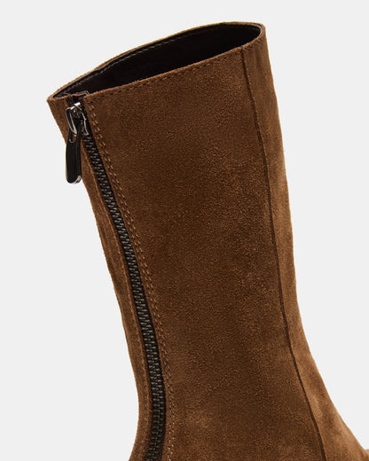 LAMI Dark Taupe Suede Lug Sole Women's Ankle Boot - Steve Madden