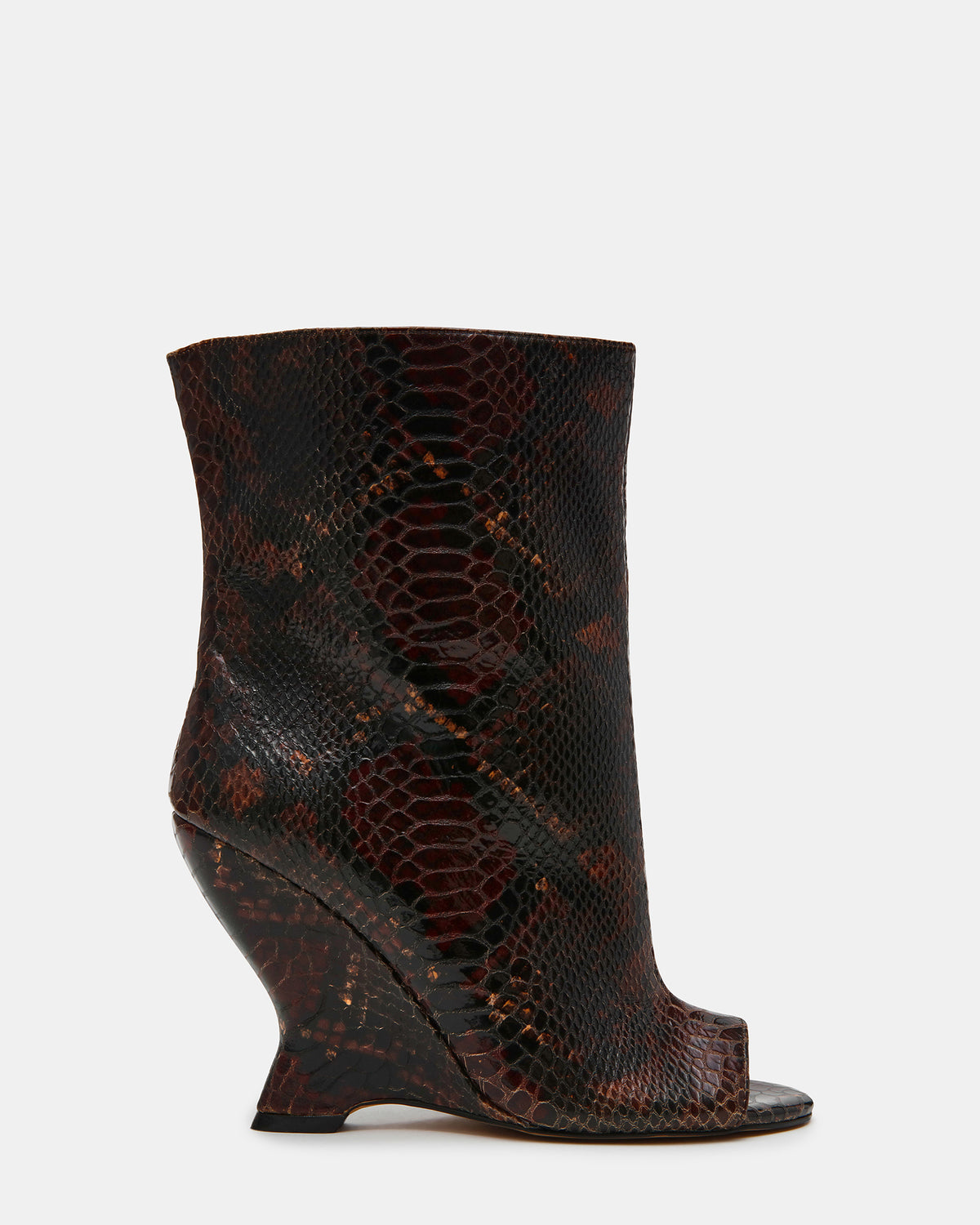 RYLIX Brown Snake Wedge Peep-Toe Women's Ankle Boot - Steve Madden