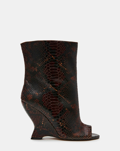 RYLIX Brown Snake Wedge Peep-Toe Women's Ankle Boot - Steve Madden