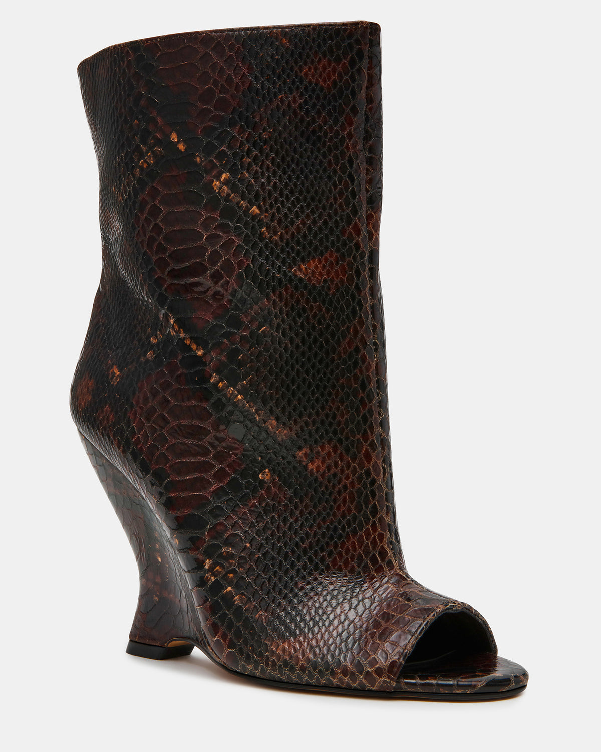 RYLIX Brown Snake Wedge Peep-Toe Women's Ankle Boot - Steve Madden