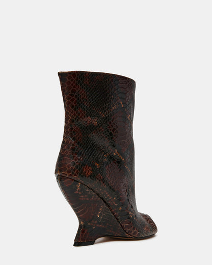 RYLIX Brown Snake Wedge Peep-Toe Women's Ankle Boot - Steve Madden