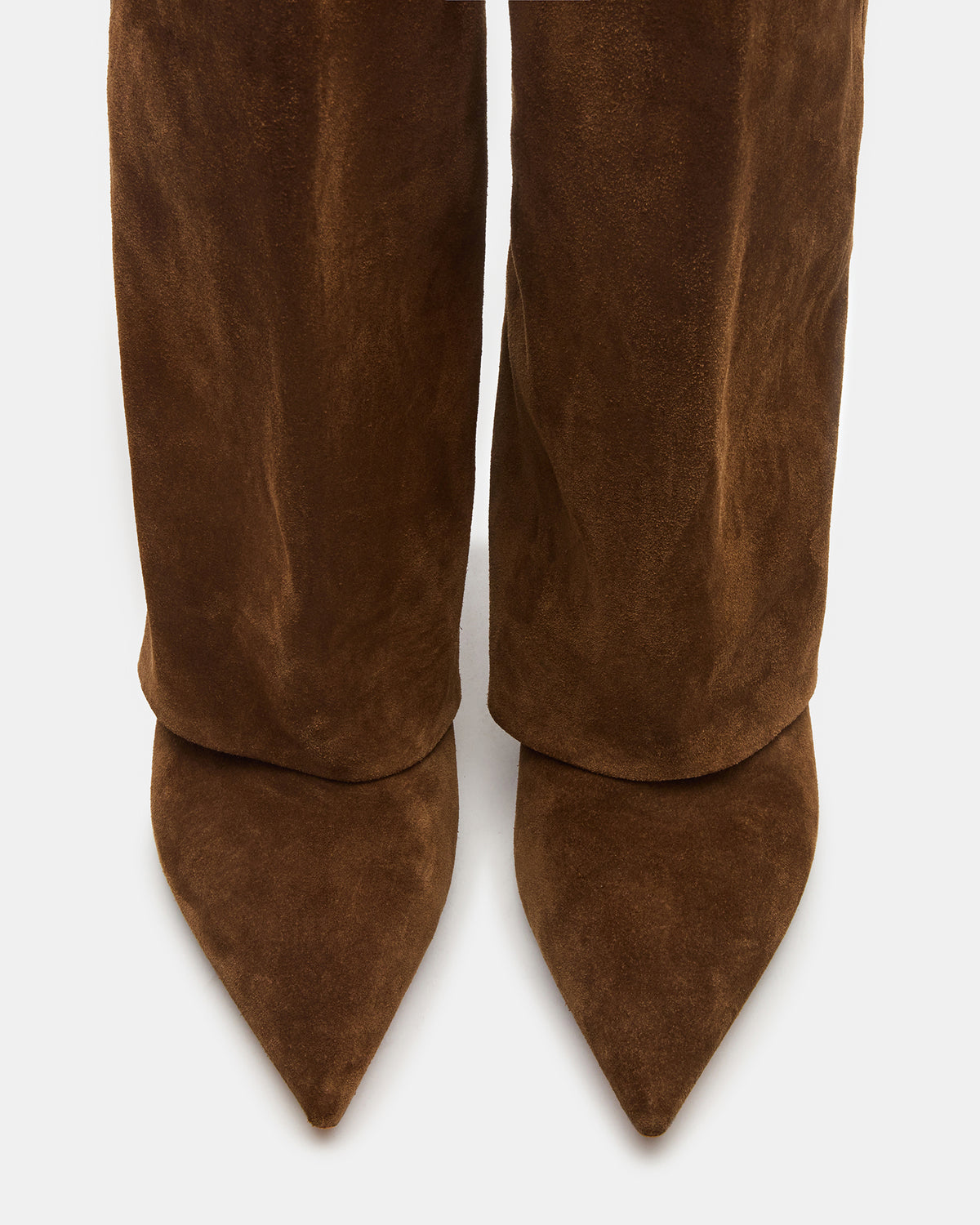 LUCA Chestnut Suede Pointed-Toe Cuffed Kitten Heel Women's Boot - Steve Madden