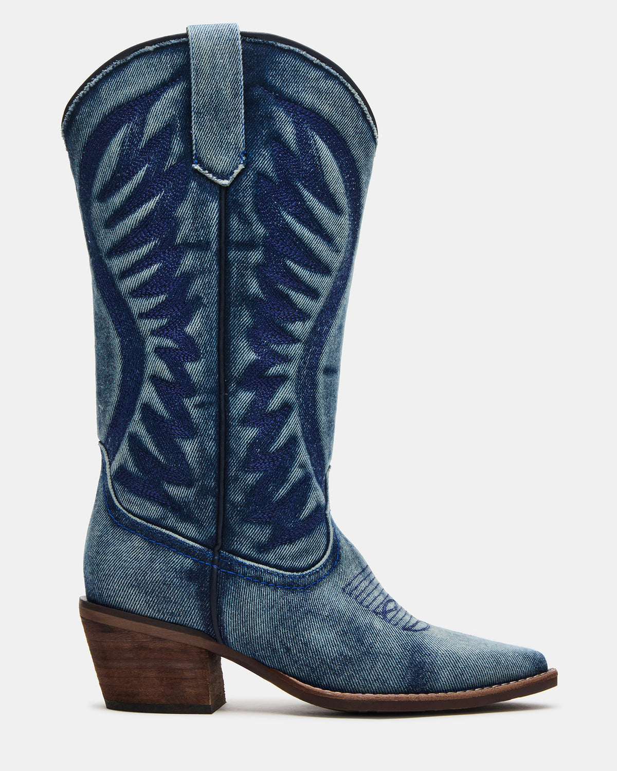 ALBANY Denim Fabric Wide Calf Pointed-Toe Women's Western Boot - Steve Madden